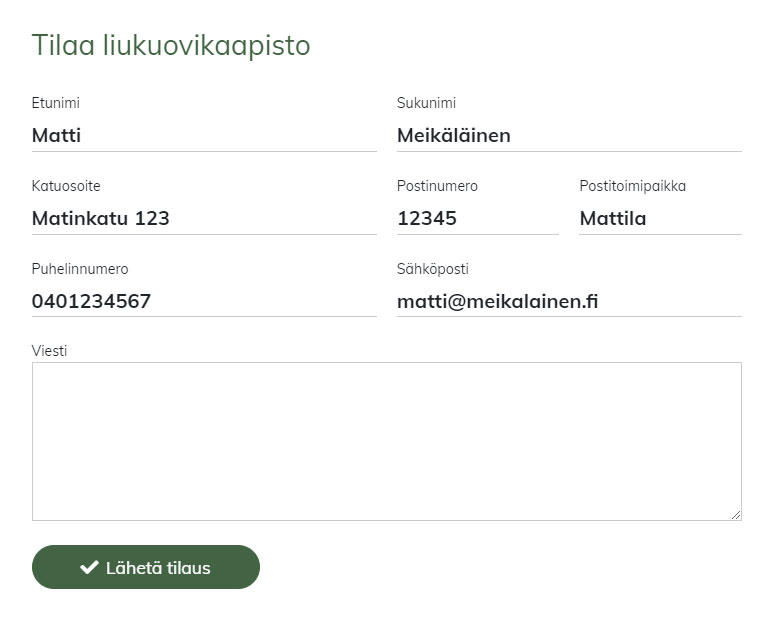 Tilauksen lähetys